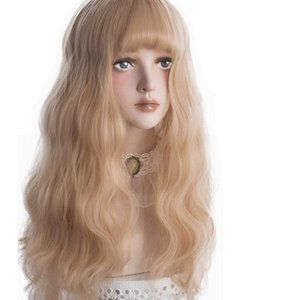 Long Wavy Wig Bangs - Natural Synthetic Hair